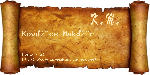 Kovács Makár névjegykártya